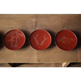 北原千鹿 祥瑞紋銘々皿　Q100 