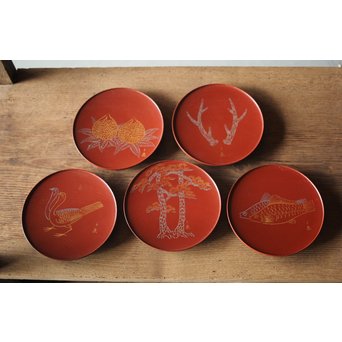 北原千鹿 祥瑞紋銘々皿　Q100 