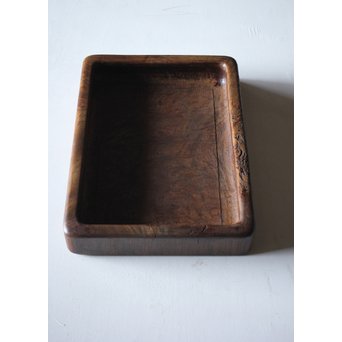 欅古材 刳貫四方盆　X218 