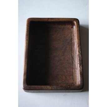 欅古材 刳貫四方盆　X218 