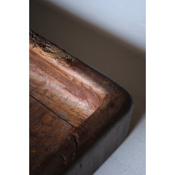 欅古材 刳貫四方盆　X218 