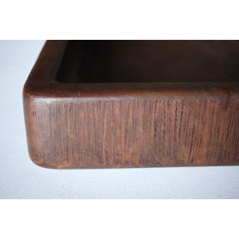 欅古材 刳貫四方盆　X218 