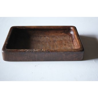 欅古材 刳貫四方盆　X218 