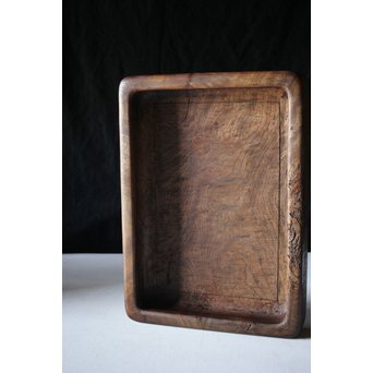 欅古材 刳貫四方盆　X218 