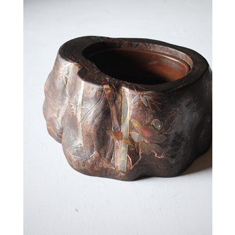 蒔絵刳貫火鉢　Q102