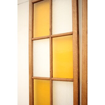 市松黄色ガラス 楢の建具 2枚1組　GD1279Y 