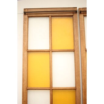 市松黄色ガラス 楢の建具 2枚1組　GD1279Y 