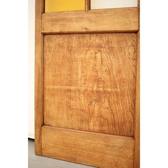 市松黄色ガラス 楢の建具 2枚1組　GD1279Y 