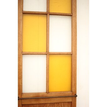 市松黄色ガラス 楢の建具 2枚1組　GD1279Y 