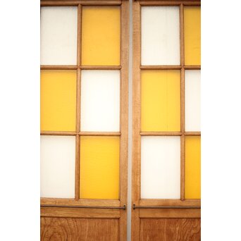 市松黄色ガラス 楢の建具 2枚1組　GD1279Y 
