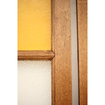 市松黄色ガラス 楢の建具 2枚1組　GD1279Y 