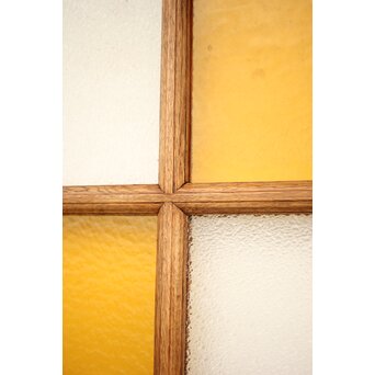 市松黄色ガラス 楢の建具 2枚1組　GD1279Y 