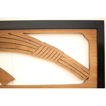 黒枠 マトイ木彫欄間 2枚1組　R2552YD 