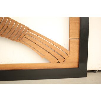 黒枠 マトイ木彫欄間 2枚1組　R2552YD 