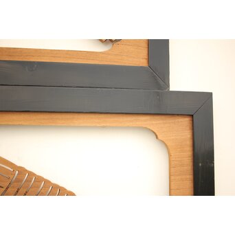 黒枠 マトイ木彫欄間 2枚1組　R2552YD 