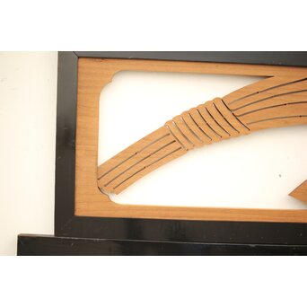 黒枠 マトイ木彫欄間 2枚1組　R2552YD 