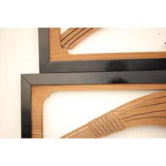 黒枠 マトイ木彫欄間 2枚1組　R2552YD 