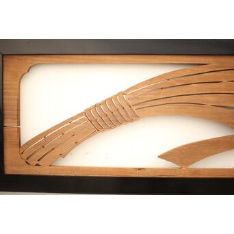 黒枠 マトイ木彫欄間 2枚1組　R2552YD 