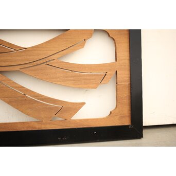 黒枠 マトイ木彫欄間 2枚1組　R2552YD 