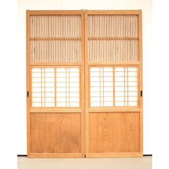 白木格子建具 2枚1組　L1023