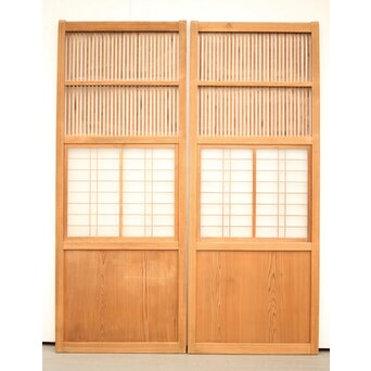 白木格子建具 2枚1組　L1023 