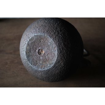 釜師系 千鳥銀象嵌蓋 平丸形鉄瓶　M202 