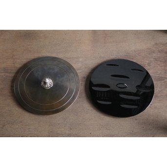 了々斎好 中村宗哲塗蓋 青松堂 南鐐内張広口水指　M203 