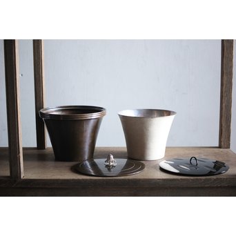 了々斎好 中村宗哲塗蓋 青松堂 南鐐内張広口水指　M203 