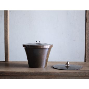 了々斎好 中村宗哲塗蓋 青松堂 南鐐内張広口水指　M203 