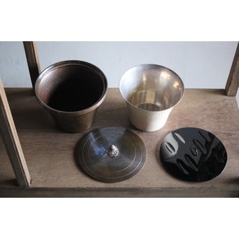 了々斎好 中村宗哲塗蓋 青松堂 南鐐内張広口水指　M203 