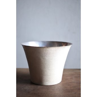 了々斎好 中村宗哲塗蓋 青松堂 南鐐内張広口水指　M203 