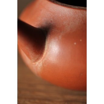 孟臣製 朱泥急須一雙 宜興紫砂壷 単孔 福記 80ml 梨式水平壺　P185 