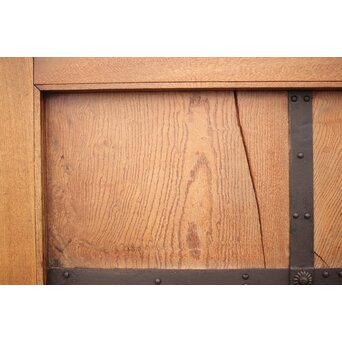 高密度欅材 巾着金具格子蔵戸　W987Y 