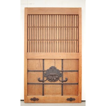 高密度欅材 巾着金具格子蔵戸　W987Y