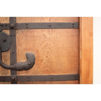 高密度欅材 巾着金具格子蔵戸　W987Y 