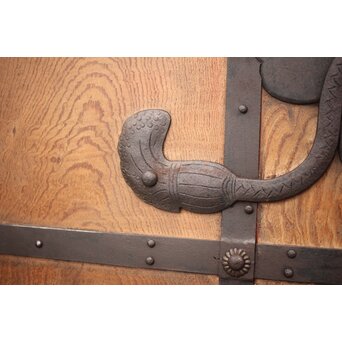 高密度欅材 巾着金具格子蔵戸　W987Y 