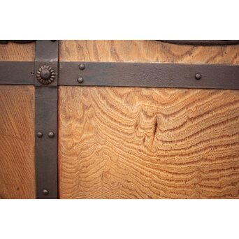 高密度欅材 巾着金具格子蔵戸　W987Y 