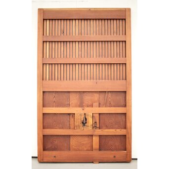 高密度欅材 巾着金具格子蔵戸　W987Y 