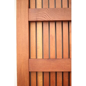 高密度欅材 巾着金具格子蔵戸　W987Y 