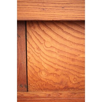 高密度欅材 巾着金具格子蔵戸　W987Y 