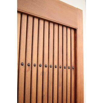 高密度欅材 巾着金具格子蔵戸　W987Y 