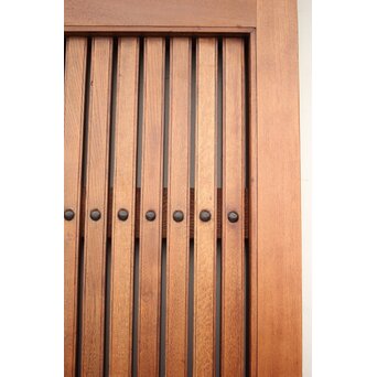 高密度欅材 巾着金具格子蔵戸　W987Y 