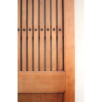 高密度欅材 巾着金具格子蔵戸　W987Y 