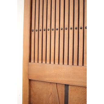 高密度欅材 巾着金具格子蔵戸　W987Y 