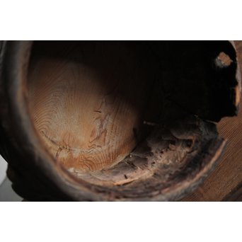 竹雀 浮彫木彫火鉢　X224 