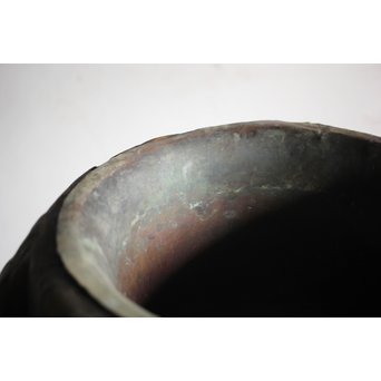 竹雀 浮彫木彫火鉢　X224 