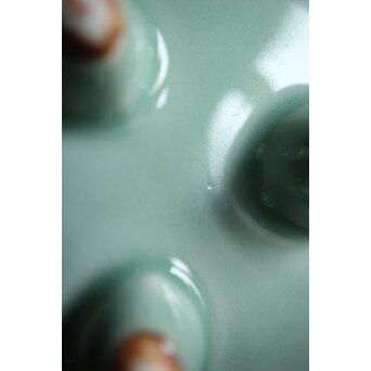 二代 諏訪蘇山 純銀火屋 青磁袴腰香炉　P188 