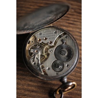 MOVADO 鉄外装 金象嵌アンティーク懐中時計　M208 