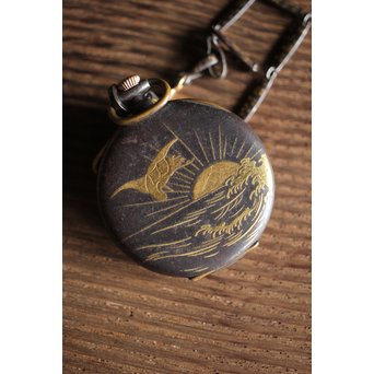 MOVADO 鉄外装 金象嵌アンティーク懐中時計　M208 