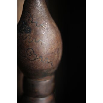 銀象嵌 鉄打出瓢型 火薬入/一輪挿　M211 